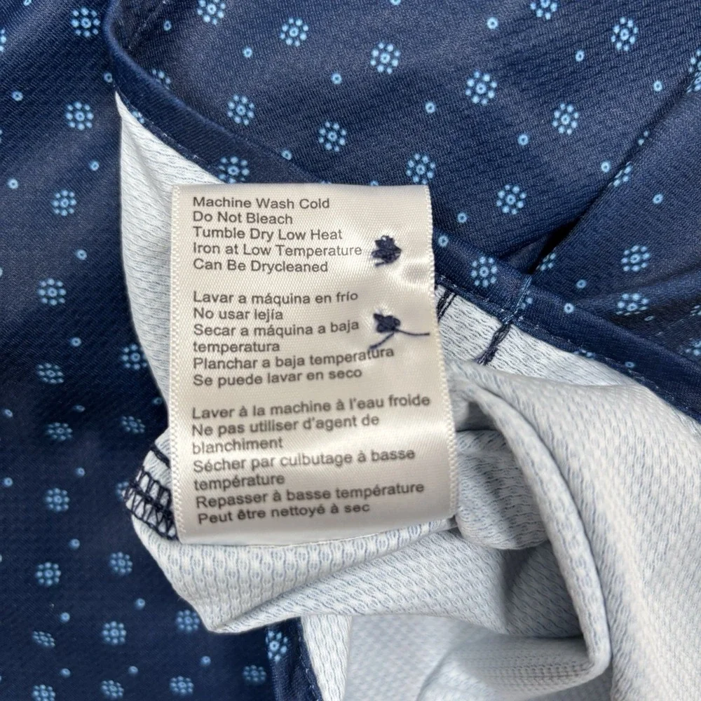 Jachs New York Button Shirt Mens L Blue Geometric Stretch Performance Short Slv